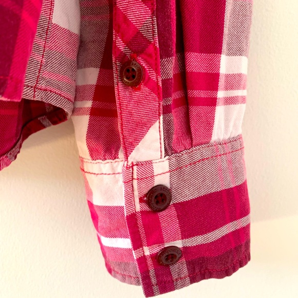 Aeropostale Flannel Plaid Shirt Long Sleeves Pink Button Up Women Western XL - Picture 3 of 8